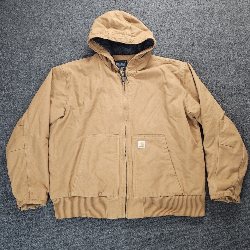 Carhartt Jacket Mens XXL J130 Brn Coat Duck Canvas Full Zip Hooded Thinsulate